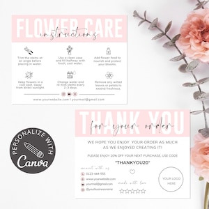Flower Care Card Canva Template | Editable Plant Care Card for Fresh Cut Flowers | Florist Inserts, Delivery Thank You, Care Instructions