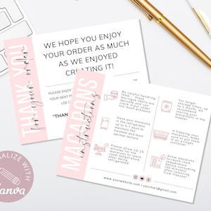 Macarons Care Card Template I Editable Canva Template I Wedding  Care Cards I Printable Care Guide I Cake Instructions I Instant Download.