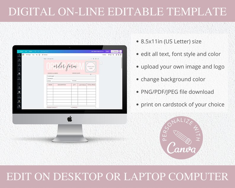 Pink Requisition Form Editable Pink Order Form, Canva Template, Small Business Order Forms ...