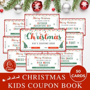 Libro de cupones navideños para niños personalizado / Plantilla de Canva personalizable / Regalo perfecto para él y para ella. Idea única para rellenar calcetines