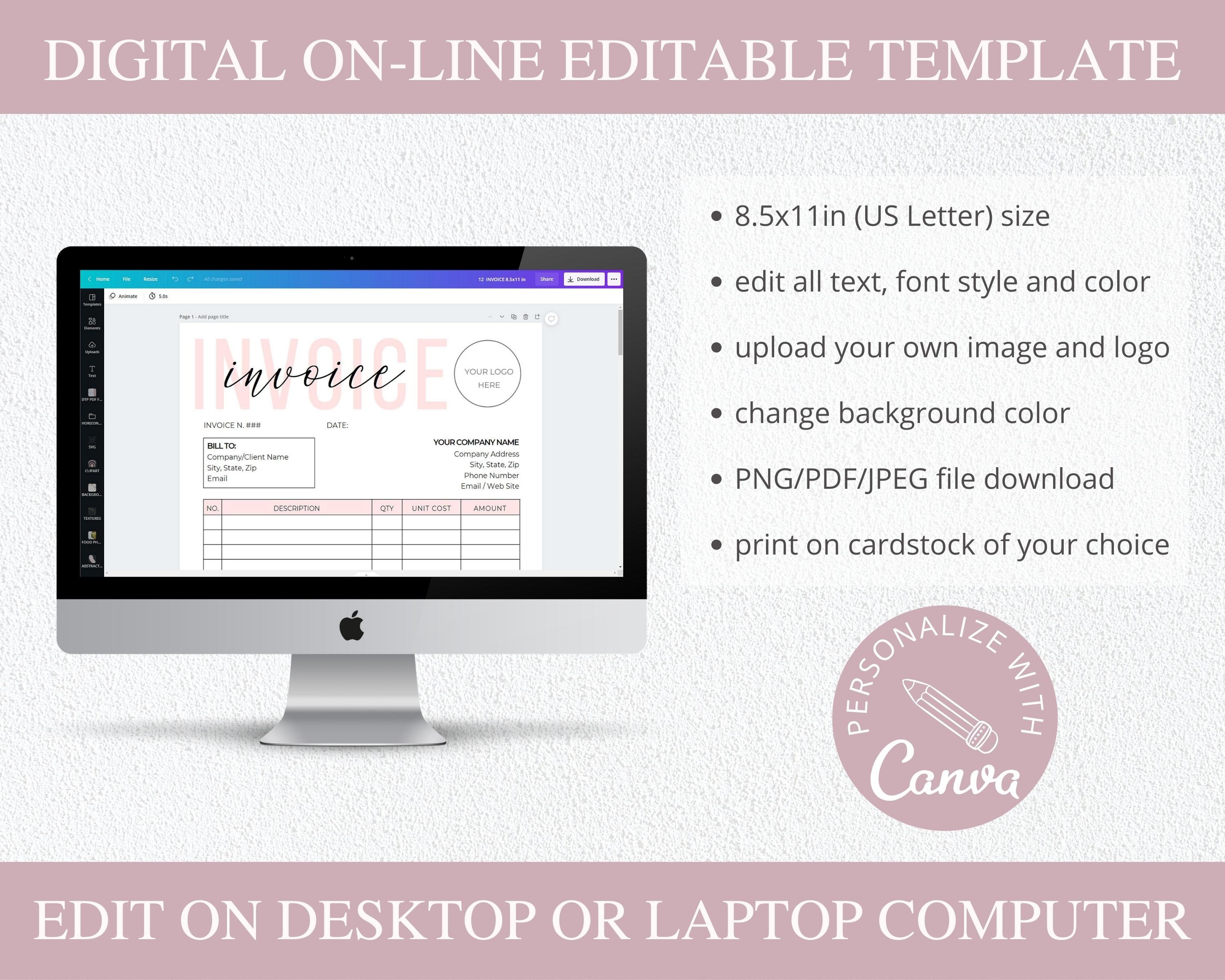Invoice Template Editable Small Business Custom Order Form - Etsy