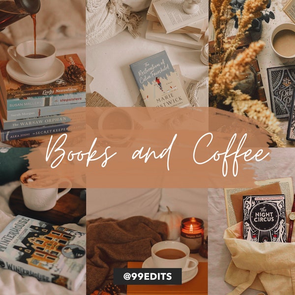4 Books & Coffee Lightroom MOBILE Presets / Bookstagram Lightroom Presets / Instagram Bookworm Presets / Bookish Booklover Lightroom Filters