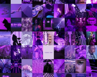 Purple Aesthetic Wall Collage Kit, Room Decor (Digital 63 pcs)