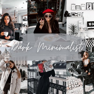 5 predefinições móveis do Lightroom DARK MINIMALIST - predefinições para dispositivos móveis e desktop, predefinições escuras e temperamentais, predefinições pretas urbanas para blogueiros do Instagram