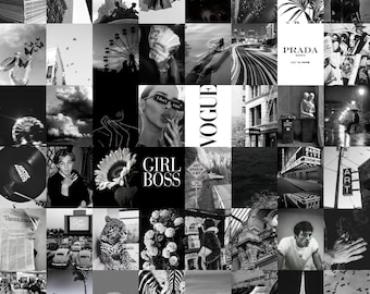 Black and White Aesthetic Wall Collage Kit, Room Decor (Digital 50 pcs)