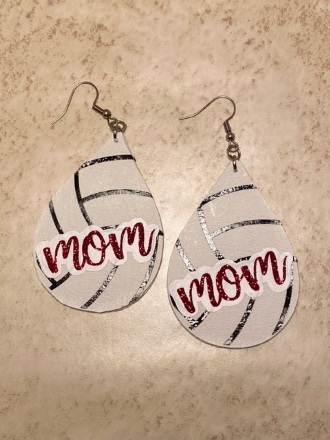 Faux Leather Earrings Mom Volleyball Earring Volleyball Etsy