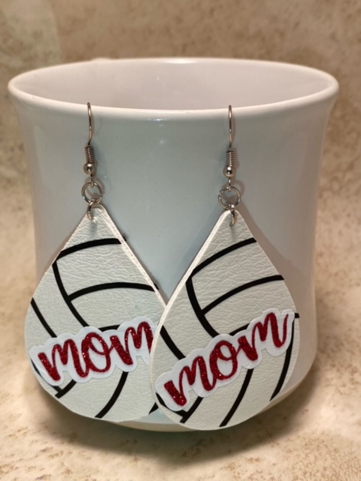 Faux Leather Earrings Mom Volleyball Earring Volleyball Etsy