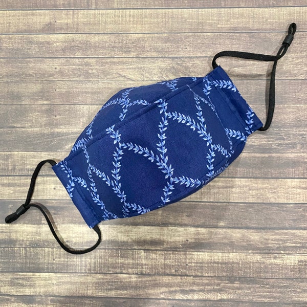 Rifle Paper Laurel Navy Cotton 3-D Face Mask