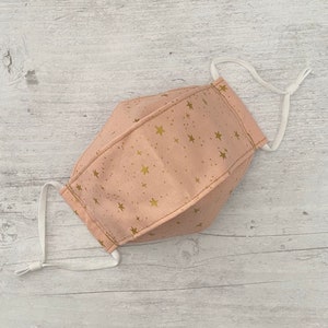 Rifle Paper Primavera Stars in Blush Metallic Cotton 3-D Face Mask