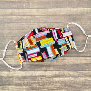 School Library Bookworm Print Cotton 3-D Face Mask