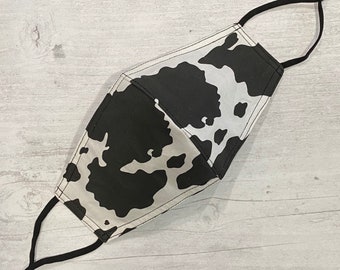 Moo Moo Cow Print Cotton Face Mask (Reversible and Adjustable Straps)