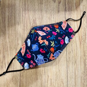 Rifle Paper Wonderland Garden Party Cotton Face Mask (Adjustable Straps and Reversible)