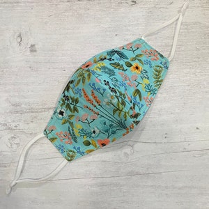 Rifle Paper Amalfi Herb Garden Mint (Reversible and Adjustable Straps) Face Mask