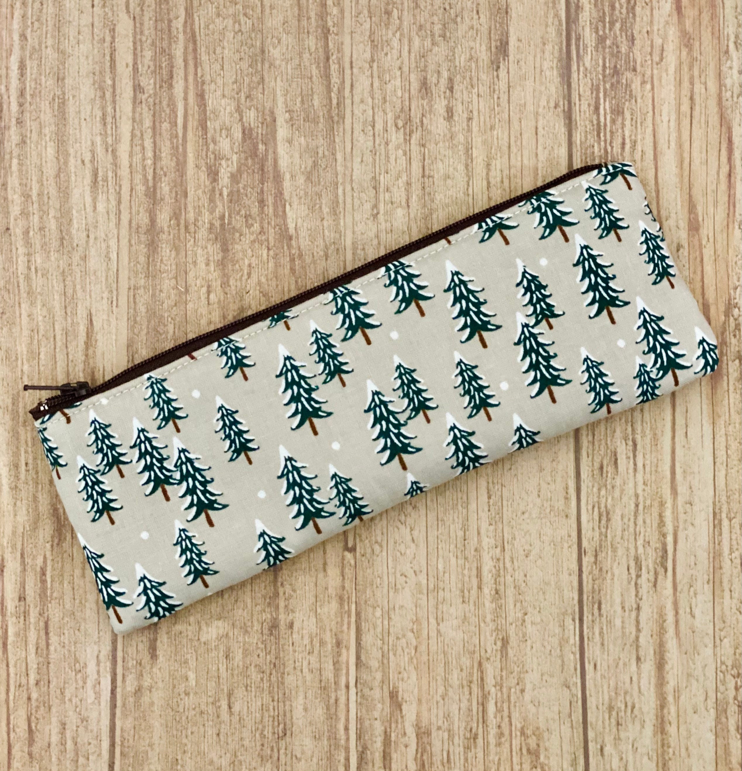 Trees Rifle Paper Rifle Paper Fir Trees Linen beige/ Red/ OR Silver Print - Etsy