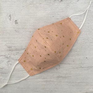 Rifle Paper Primavera Stars in Blush Metallic Cotton Face Mask (Reversible and Adjustable)