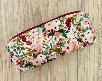 Rifle Paper Petite in Rose Print Pencil Pouch  7.5x2.25x2.5 in