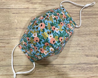 Rifle Paper Rosa in Chambray Print Cotton 3-D Mask