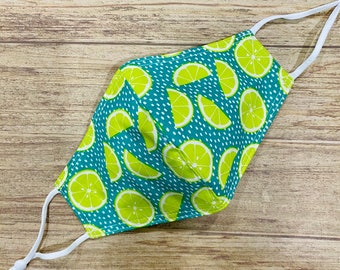Bright Lime Print Cotton Face Mask (Reversible and Adjustable Straps)
