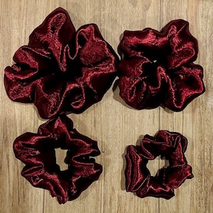 Scrunchy Variety in Solid Deep Red Satin Fabric