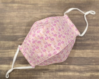 Flamingo Fun Print Cotton 3-D Face Mask