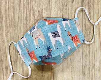 Novelty Mixed Llamas with Blankets Print Cotton 3-D Face Mask