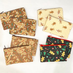 Glitzer Ginger Bread People Print Zipper Urlaub / Weihnachten Münzbeutel Brieftasche (6 x 3,5 in)