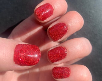 Dorothy's Slippers | Red Glitter Nails | Sparkly Nails | Glitter | Red Nails | Classy Nails | Prom Nails | Press on Nails | Handmade Nails