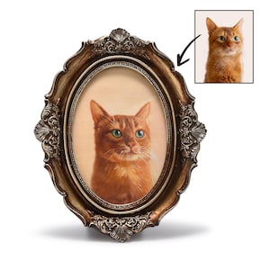 Custom Pet Portrait from Photo,Portrait with Vintage Frame,Pet Painting Hand Painted,Framed Pet Portrait, Custom Pet Painting,Pet Lover Gift