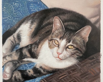 Custom Cat Painting, Cat Portrait, Cat Lover Gifts, Personalized Pet Portrait,Dog Painting Custom, Pet Loss Gift