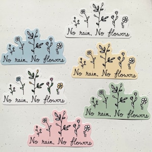 Geen regen, geen bloemen Pastel waterdichte stickers | Waterfles Hydroflask Notebook Laptop sticker