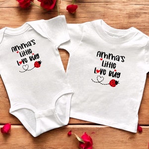 Amma&#39;s Little Love Bug Baby Bodysuit or Toddler T-Shirt, Baby Shower Newborn Gift, Pregnancy Reveal Present, Valentine&#39;s or Mother&#39;s Day