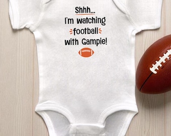 I'm Watching Football With Gampie White Infant Bodysuit or Toddler T-Shirt: Sports Fan Themed Baby Shower Gift