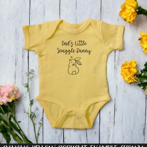 Dad's Little Snuggle Bunny Color Infant Bodysuit, Spring Baby Shower Newborn Gift, Rabbit Easter Pregnancy Reveal Present