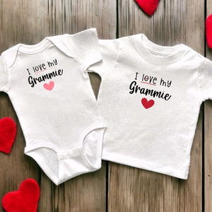 I Love My Grammie White Infant Bodysuit or Toddler T-Shirt, Baby Shower Newborn Gift, Pregnancy Reveal Present, Valentine's or Mother's Day