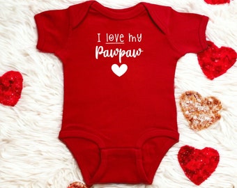 I Love My Pawpaw Color Infant Bodysuit, Baby Shower Newborn Gift, Unique Pregnancy Reveal Present, Valentine's or Father's Day