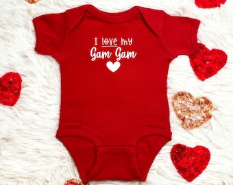 I Love My Gam Gam Color Infant Bodysuit, Baby Shower Newborn Gift, Unique Pregnancy Reveal Present, Valentine's or Mother's Day