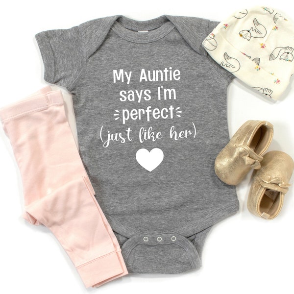 Funny Baby T-Shirt - 'My Auntie Says I'm Cutest Niece Ever' - Auntie Gift