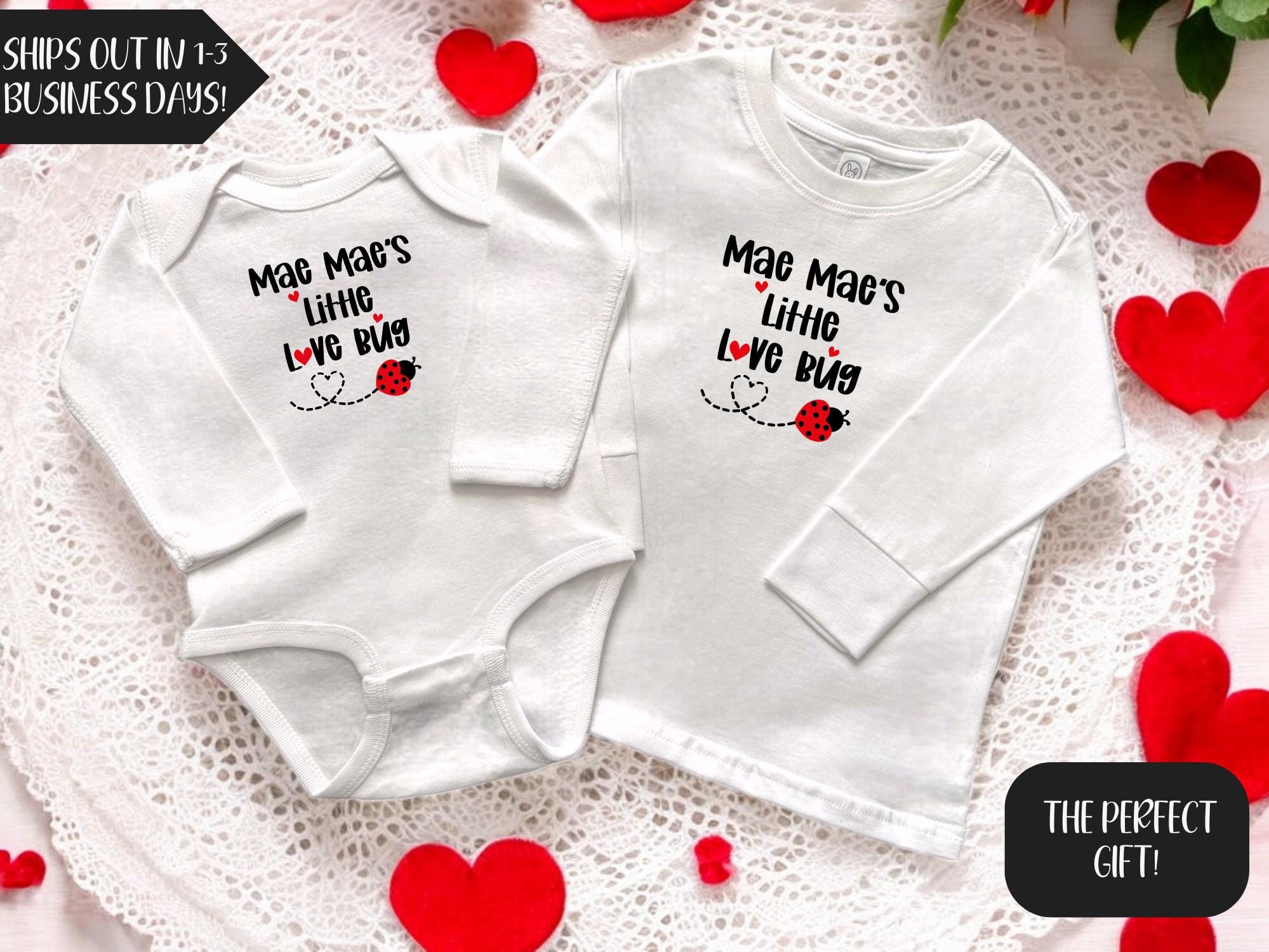 Mae Mae's Little Love Bug Baby Bodysuit or Toddler T-shirt, Baby