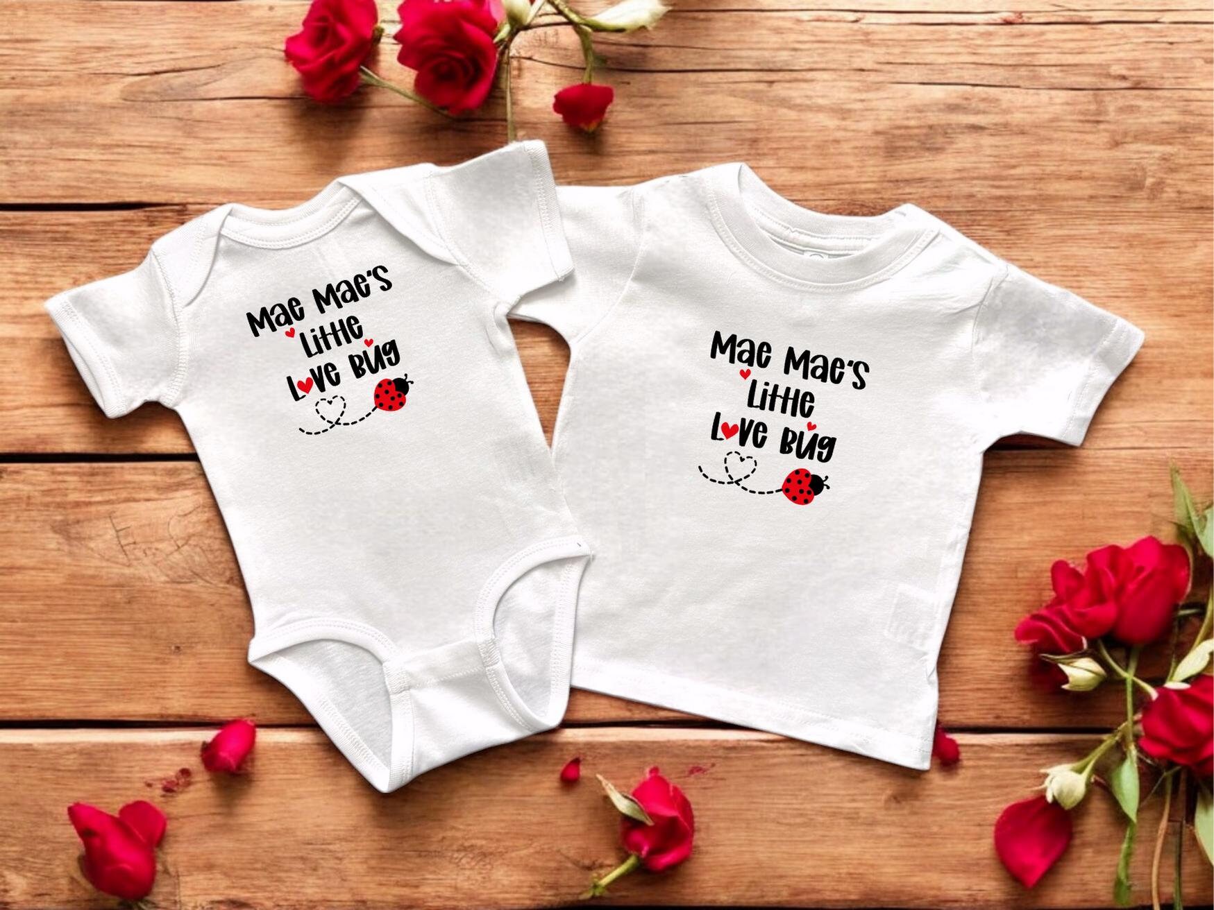 Mae Mae's Little Love Bug Baby Bodysuit or Toddler T-shirt, Baby