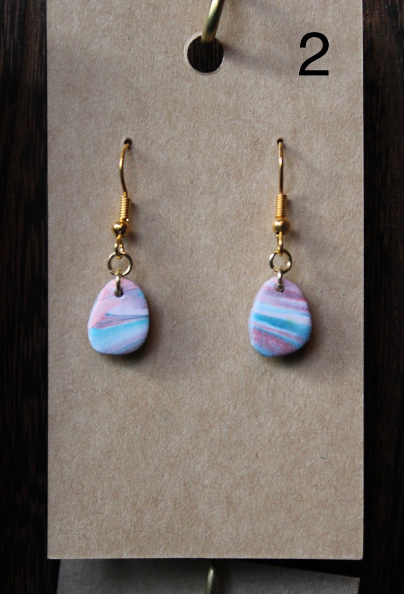Pink and blue marble earrings