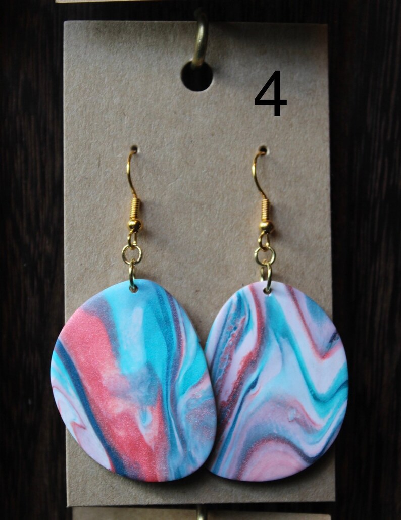 Pink and blue marble earrings