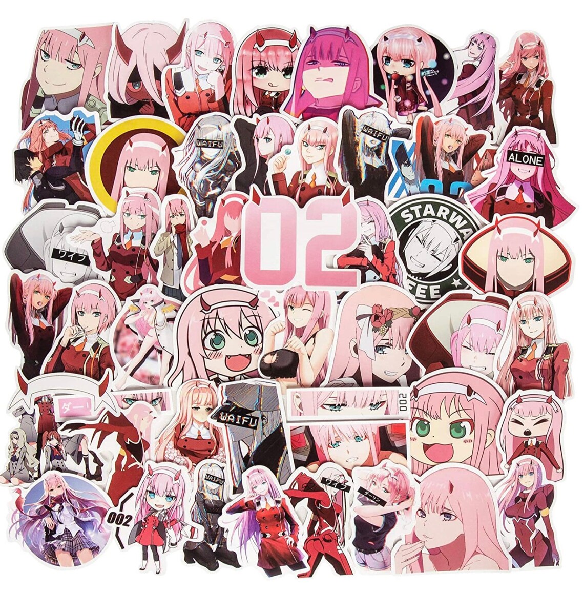 zero two anime sticker pack 002 darling in the franxx show etsy