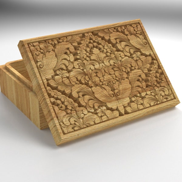 V-Carved Jewelry Box - Files for CNC  (Dxf, Svg, Ai, Pdf)