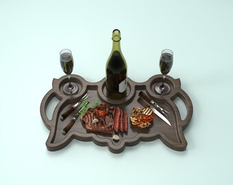 Wine Serving Tray-Vector Files for CNC (Ai, Dxf, Eps, Svg formats)