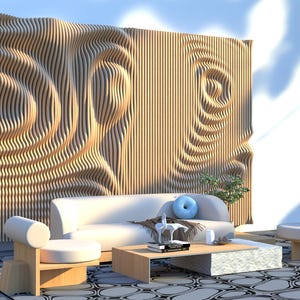 Parametric Wall Panel, Wave Wood Art, Modern Architectural Feature, Cnc Files, Instant Download