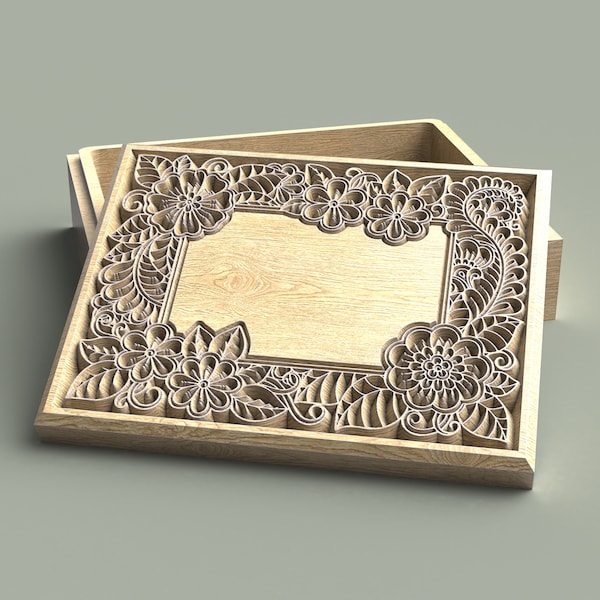 V-Carved Jewelry Box - Files for CNC  (Dxf, Svg, Ai, Eps, Pdf)