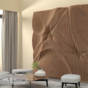 Parametric Wall Panel, Wave Wood Art, Modern Architectural Feature, Cnc Files, Instant Download