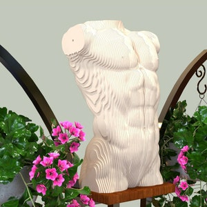 Torso masculino en capas. Archivos vectoriales en formatos SVG y DXF para corte láser (descarga digital).