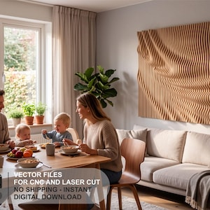 Parametric waves • CNC design for routers & lasers • dxf svg files • Customizable wall panel