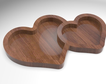 2 Hearts / Valentines Gift CNC Files / CNC Files For Wood / CNC Router File / 3D models / Vector graphics / (stl, ai, dxf, eps)